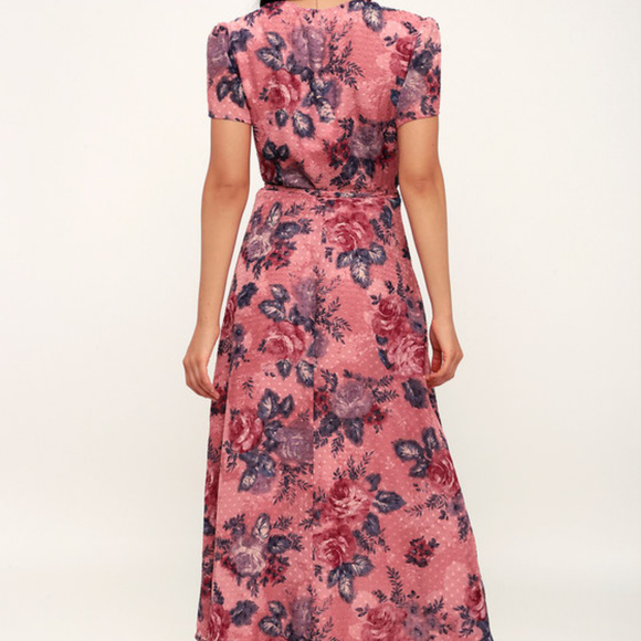 Lorna Mauve Pink Floral Print Midi Wrap Dr… - Picture 2 of 4